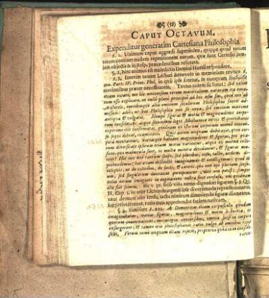Caput Octavum. Expenditur generatim Cartesiana Philosophia.