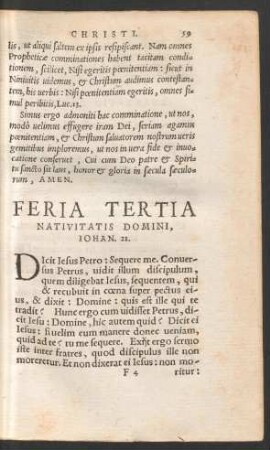 Feria Tertia Nativitatis Christi ...