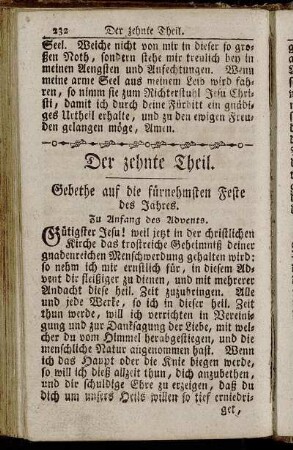 Zu Anfang des Advents. - Gebeth am heil. Lichtmeßtage.