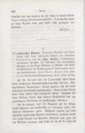 292-301 [Rezension] Die messianischen Psalmen
