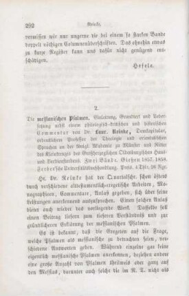 292-301 [Rezension] Die messianischen Psalmen
