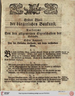Erster Theil der bürgerlichen Baukunst