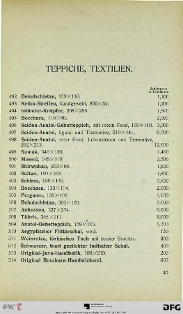 Teppiche, Textilien (Nr. 492-514)