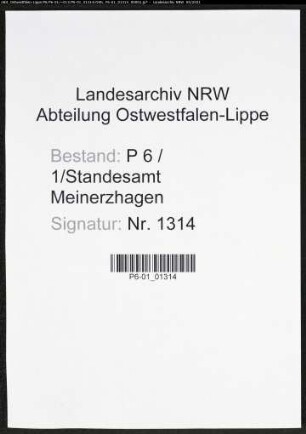 Heiratsregister Standesamt Meinerzhagen