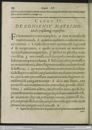 Caput IV. De Consensu Matrimoniali, ejusdemq[ue] requisitis