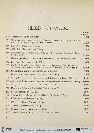 Silber, Schmuck (Nr. 874-925)