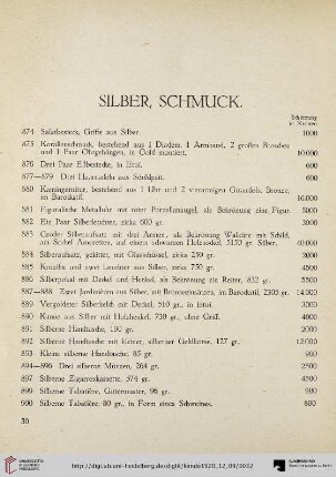Silber, Schmuck (Nr. 874-925)