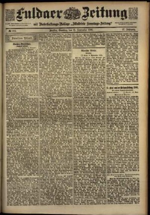 Zweite Ausgabe vom Samstag, den 15. September 1900.