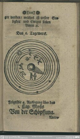Folget die 4. Auslegung über das I. Cap. Mosis Von der Schöpffung [De Secretis Creationis Von Heimlichkeiten der Schöpffung aller Ding. Philippus Theop. Paracelsus, Beyder Artzeney Doctor]