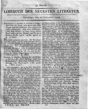 Ronneburg u. Leipzig, b. Schumann: Jonathan Wild, Rinaldo Rinaldini's Antipode. Eine Räubergeschichte von Heinrich Fielding. Nach dem Engl. 1r Th. Mit 1Kpf. 230 S. 8.