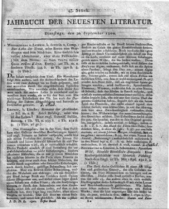 Ronneburg u. Leipzig, b. Schumann: Jonathan Wild, Rinaldo Rinaldini's Antipode. Eine Räubergeschichte von Heinrich Fielding. Nach dem Engl. 1r Th. Mit 1Kpf. 230 S. 8.