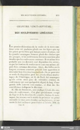 Chapitre vingt-septième. Des soulèvemens linéaires