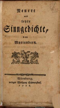 Neuere und letzte Sinngedichte