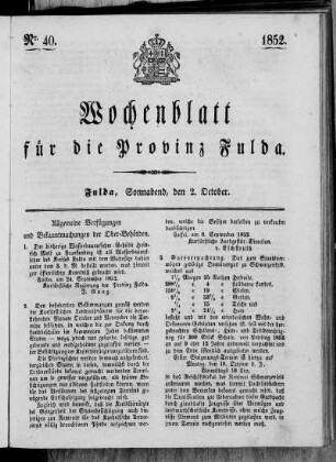 Nr. 40, Ausgabe vom 2. Oktober 1852