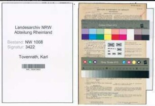 Entnazifizierung Karl Tovenrath , geb. 10.05.1902 (Landwirt)