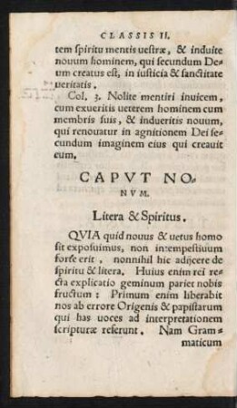 Caput Novum. Litera & Spiritus.