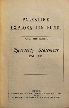 Quarterly statement. 1876 = Year 8