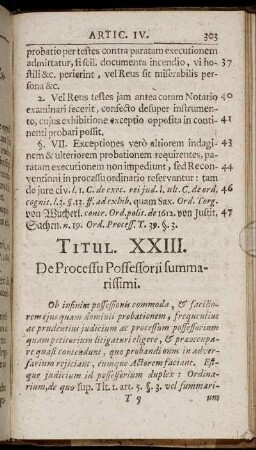 Titul. XXIII. De Processu Possessorii summarissimi.