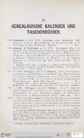 II. Genealogische Kalender und Taschenbücher (Nr. 1955 - 2256)