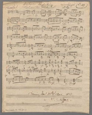 An die Liebende, guit, C-Dur, Arr - BSB Mus.Schott.Ha 4691-1 : [heading] Guitarre Begleitung // Lied an die Liebende.