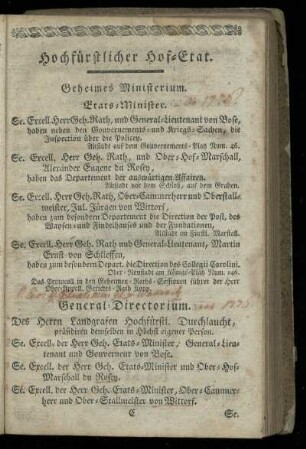 Hochfuerstlicher Hof-Etat