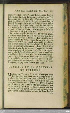 Générosité Du Maréchal De Turenne