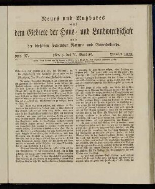 Nro. 97. (Nr. 9. des V. Bandes). October 1828.