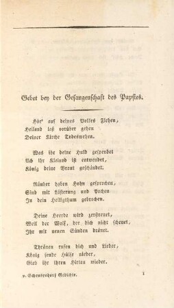Gebet bey der Gefangenschaft des Papstes
