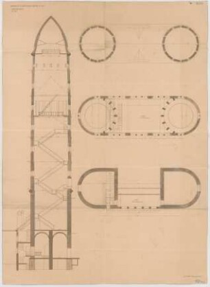 Fischer, Theodor; Ulm; Garnisonkirche (Pauluskirche) - Turm (Schnitte)