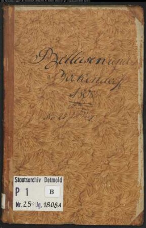 Zivilstandsregister der katholischen Gemeinde Bellersen, Kreis Höxter (A 1808). (Gemeinde: Katholische Gemeinde Bellersen, Kreis Höxter)