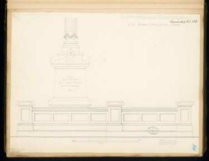 Grabdenkmal für Geheimrat Stein, Stettin Monatskonkurrenz Dezember 1877: Aufriss Seitenansicht 1:10; Maßstabsleiste
