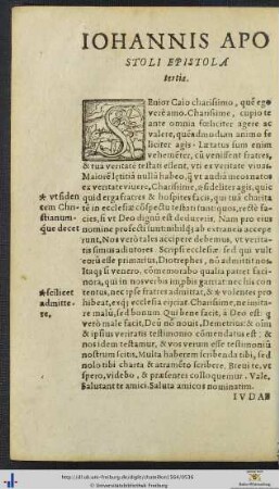 IOHANNIS APOSTOLI EPISTOLA tertia