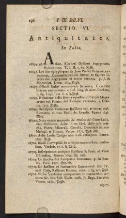 Sectio VI. Antiquitates.