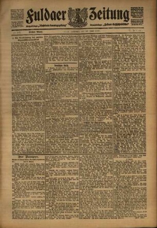 Erste Ausgabe vom Mittwoch, den 20. Juli 1910.