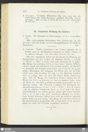 16. Chemische Wirkung des Lichtes