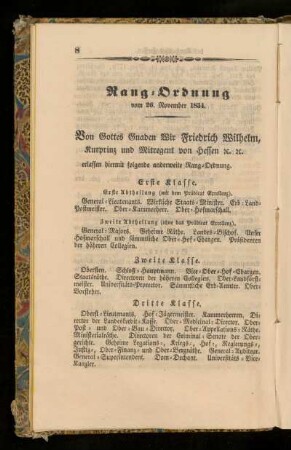 Rang=Ordnung vom 26. November 1834.