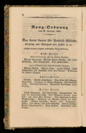 Rang=Ordnung vom 26. November 1834.
