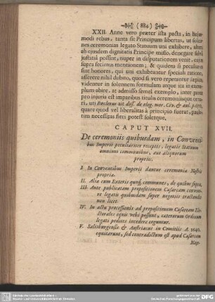 Caput XVII. De ceremoniis quibusdam, in Conventibus Imperii peculiariter receptis, legatis Statuum omnium communibus, aut aliquorum propriis