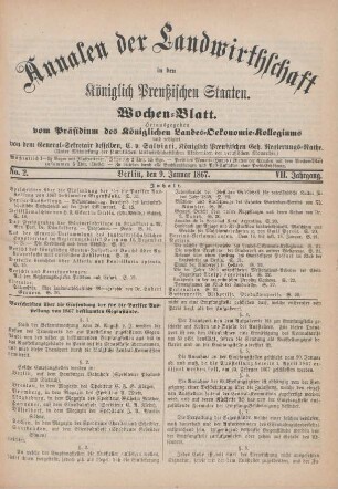 No. 2. Berlin, den 9. Januar 1867. VII. Jahrgang.