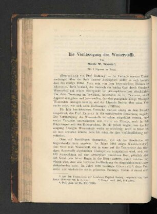 Die Verflüssigung des Wasserstoffs.
