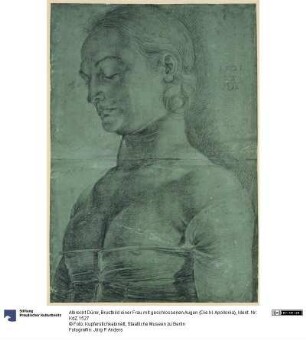 Brustbild einer Frau mit geschlossenen Augen (Die hl. Apollonia)