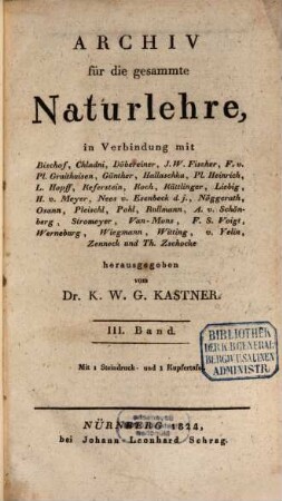 Archiv für die gesammte Naturlehre. 3. 1824