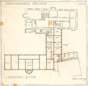 Fischer, Theodor; Nördlingen; Verwaltungs-Gebäude - Grundriss 1. OG