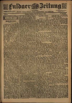 Zweite Ausgabe vom Samstag, den 13. Dezember 1902.