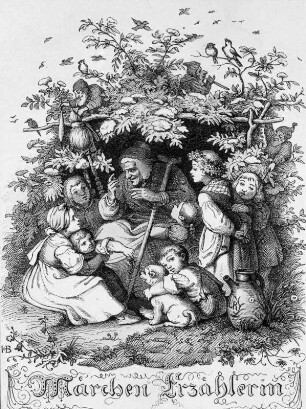 Märchenerzählerin (Titelblatt zu L. Bechstein "Deutsches Märchenbuch")