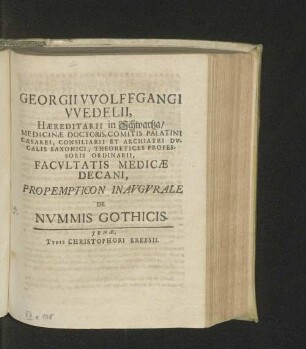 Propempticon inavgvrale de nvmmis gothicis.