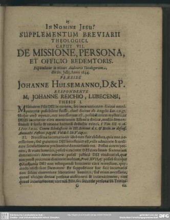 Caput VII. De Missione, Persona, Et Officio Redemtoris
