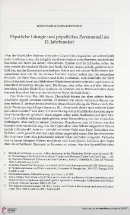 Päpstliche Liturgie und päpstliches Zeremoniell im 12. Jahrhundert