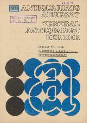Nr. 1596: Allgemeine Literatur- u. Sprachwissenschaft