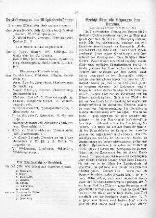 Bericht über die Sitzungen des Vereins